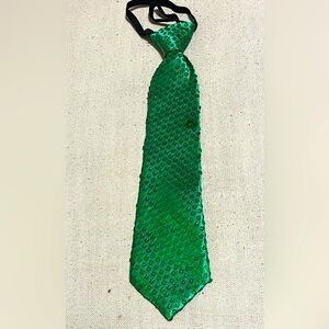 St. Patrick's Day kids Sequined Green Elastic Neck Tie Unisex One Size14” long